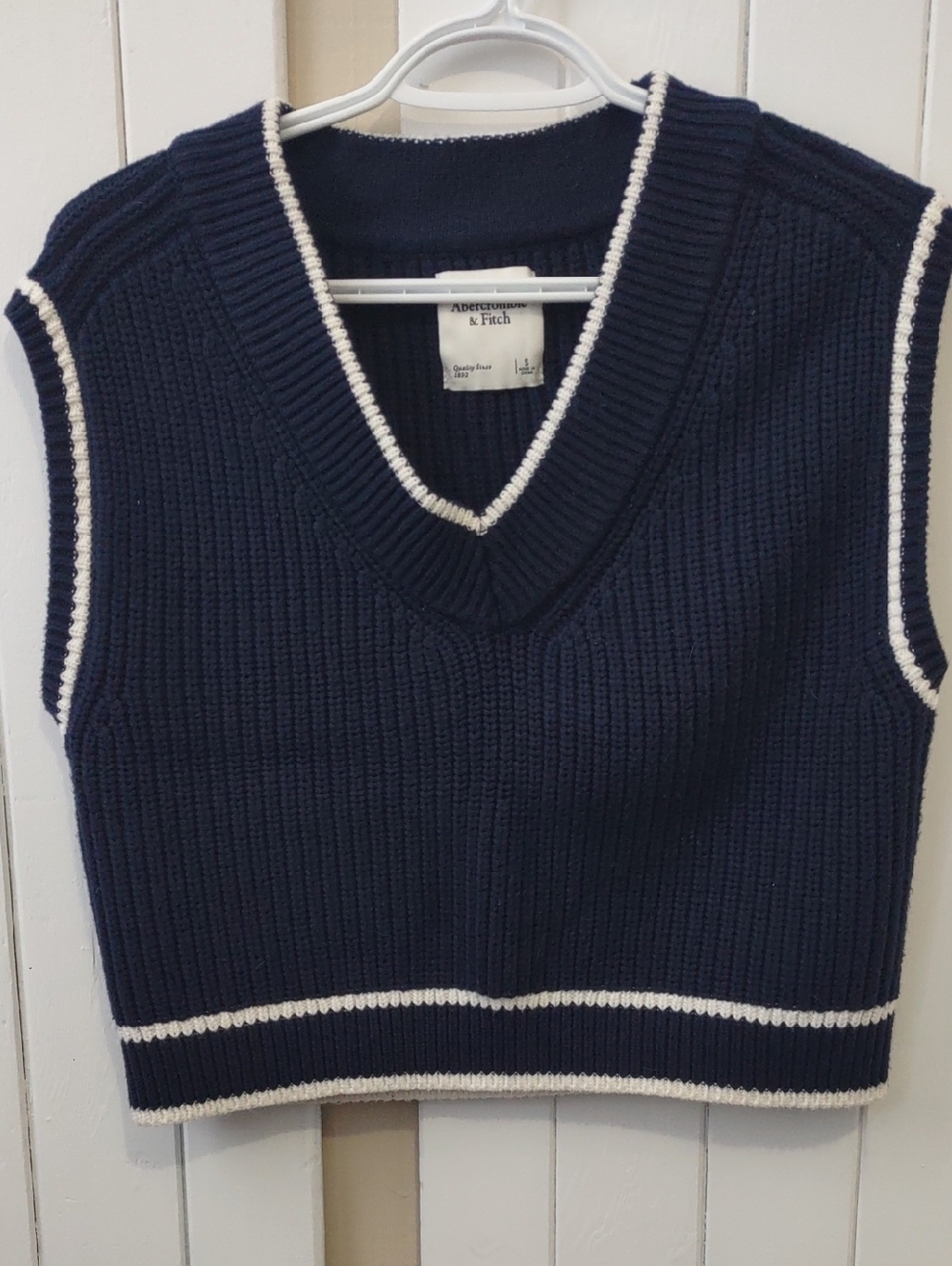Abercrombie & Fitch Navy Sweater Vest with White Trim